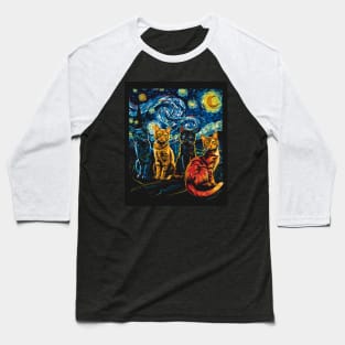 Cat Starry Night Universe Awaits Baseball T-Shirt